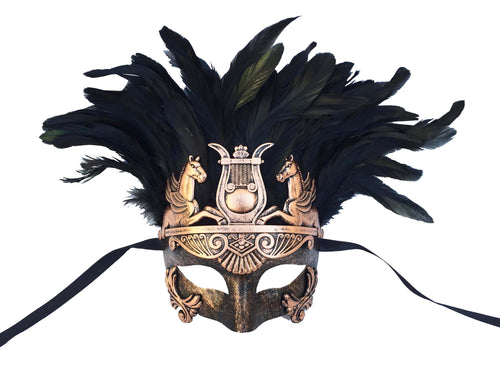 Greek Style Warrior Mask with Feathers