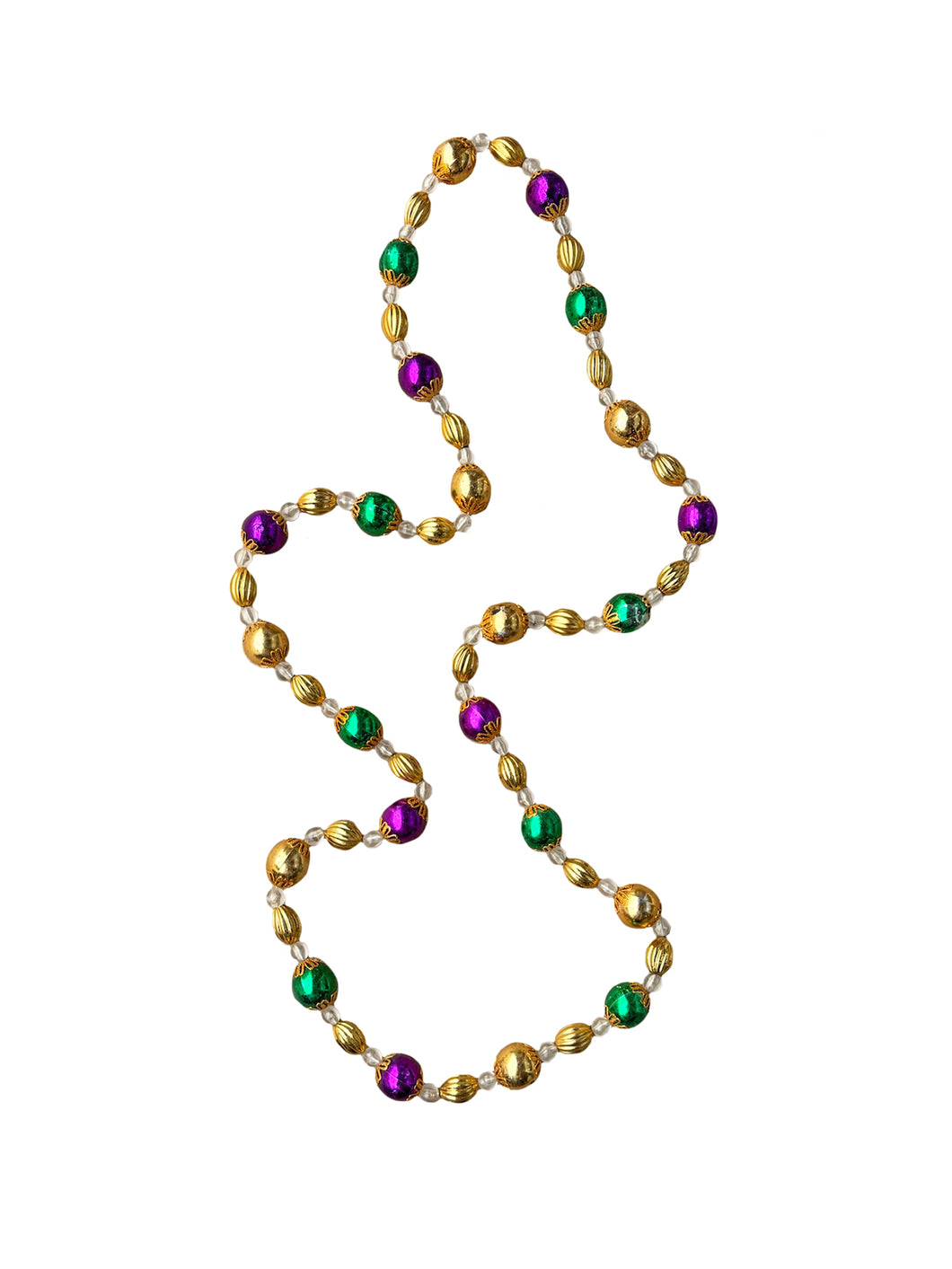 Purple, Green, and Gold Specialty Throw Bead with Metal Detailing