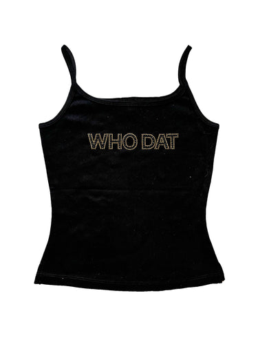 Who Dat Rhinestone Fitted Camisole Tank