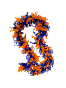 Orange And Navy Two Tone Feather Boas With Matching Foil