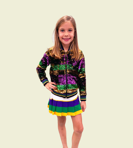 Sequin Jacket Purple, Green, and Gold Youth Striped