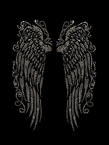 Angel Wings Rhinestone Fitted V-Neck T-Shirt