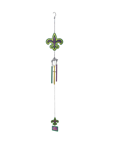 Purple, Green, and Gold Fleur de Lis Wind Chime