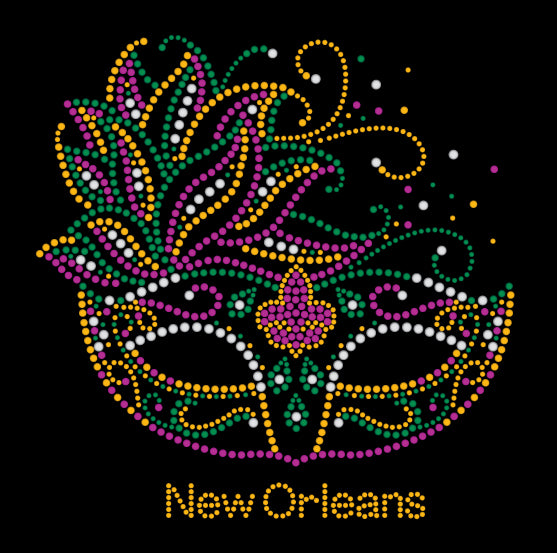 Mardi Gras Rhinestone Mask with Short Feathers