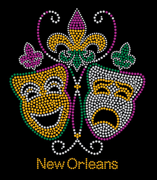 Tragedy and Comedy Masks with a Fleur de Lis