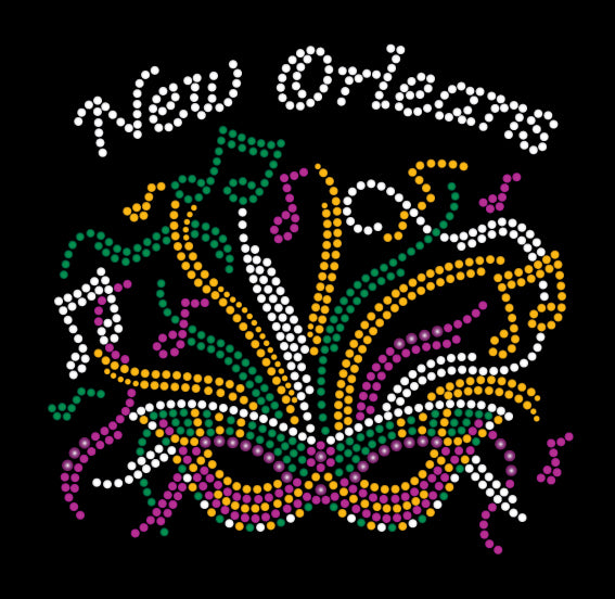 Mardi Gras Rhinestone Mask with Musical Notes