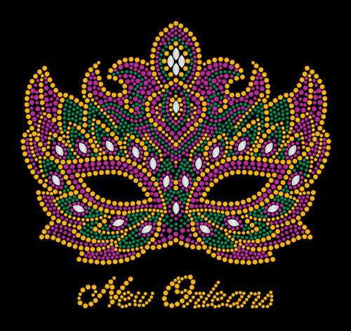 Mardi Gras Rhinestone Mask with Ornate design