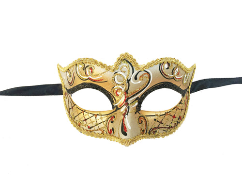 Victorian Eyelet Swirl Mask In Gold And Silver