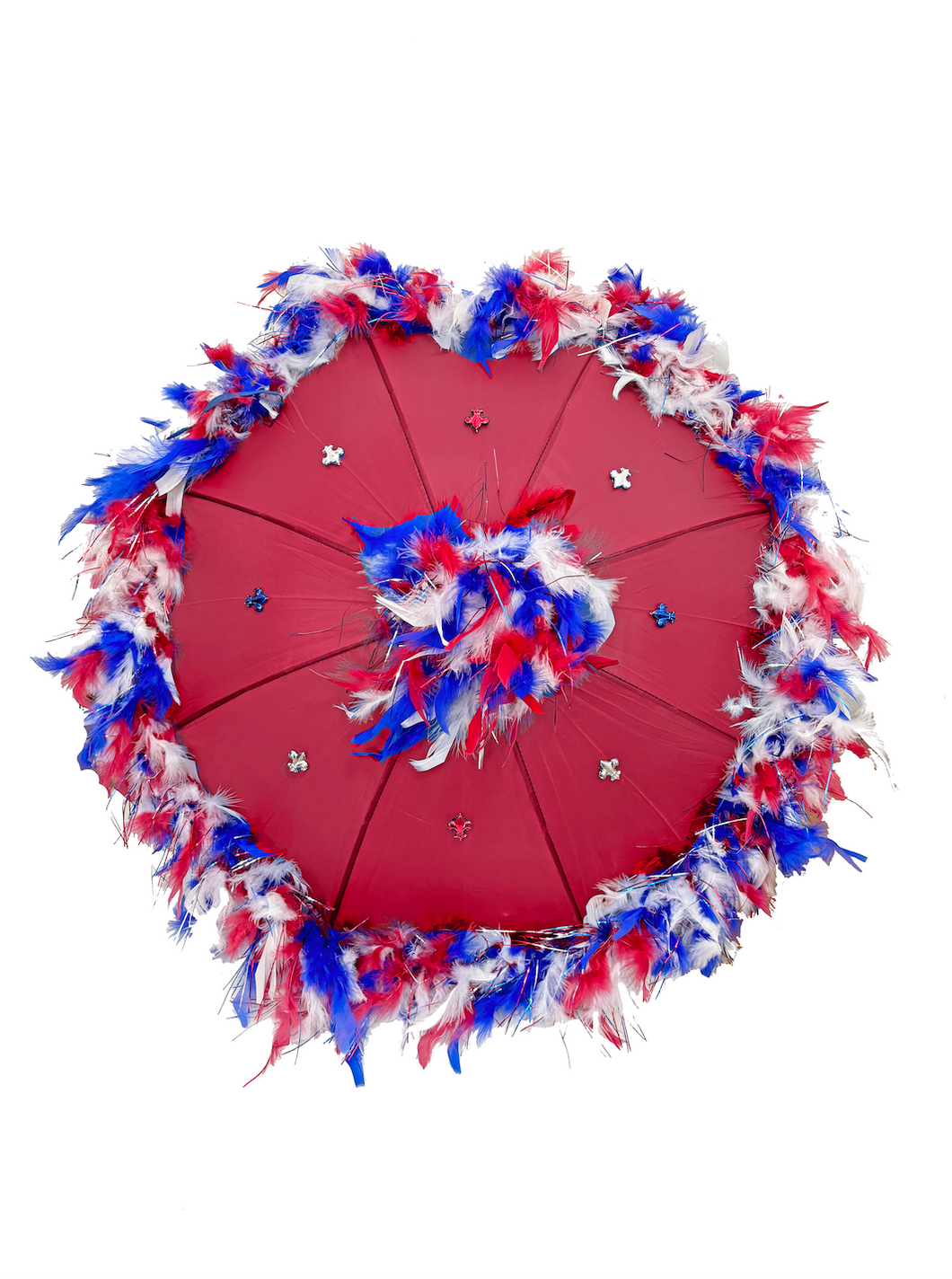 Red, White, and Blue Feathered Parasol