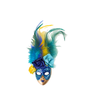 Full Face Mask Magnet with Flowers and Feathers (Multiple Colors)