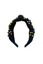 Pearl Headband - Black with Black and Gold Beads