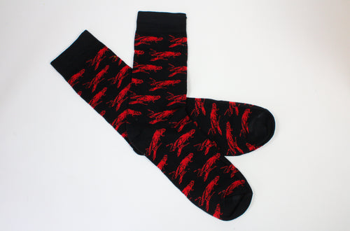 Crawfish Pattern on Black Socks (Infants, Kids, and Adults)