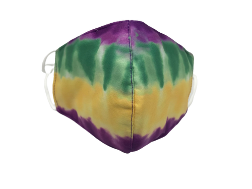 Purple Green & Gold Tie Dye Face Mask