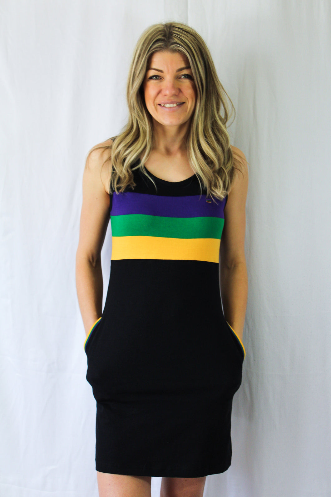 Black Chest Stripe Adult Tank Dress