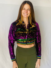 Sequin Jacket Purple, Green, and Gold Cropped Adult Striped