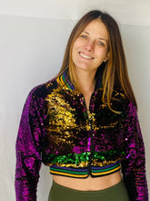 Sequin Jacket Purple, Green, and Gold Cropped Adult Striped