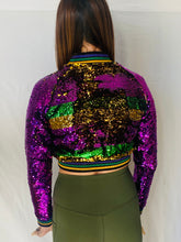 Sequin Jacket Purple, Green, and Gold Cropped Adult Striped