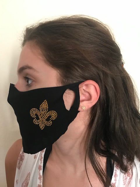 Jewel Fleur de Lis Face Mask (Gold)