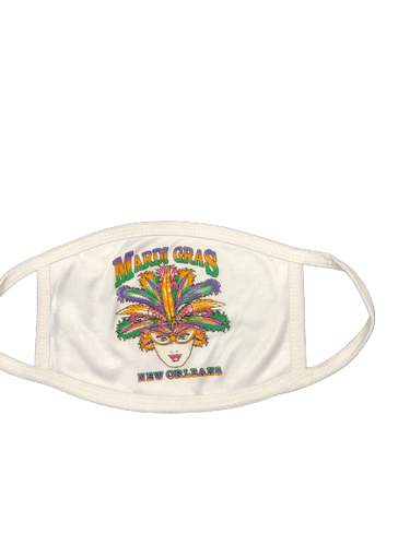 Mardi Gras Colorful Venetian Face Mask (White)