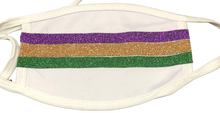 Purple Green & Gold Glitter Stripe Face Mask