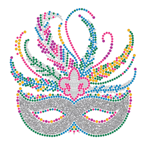 Mardi Gras Mask with Silver Rhinestones