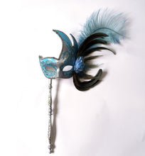 Flame Mask with Flower Two Feathers and Detachable Stick