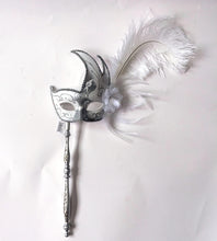 Flame Mask with Flower Two Feathers and Detachable Stick