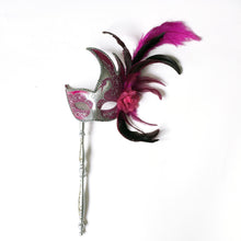 Flame Mask with Flower Two Feathers and Detachable Stick