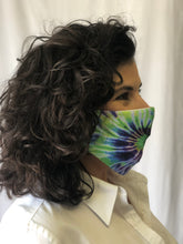 Purple, Green, & Gold Tie Dye Swirl Face Mask