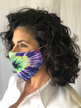 Purple, Green, & Gold Tie Dye Swirl Face Mask