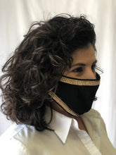 Black with Gold Tinsel Border Face Mask