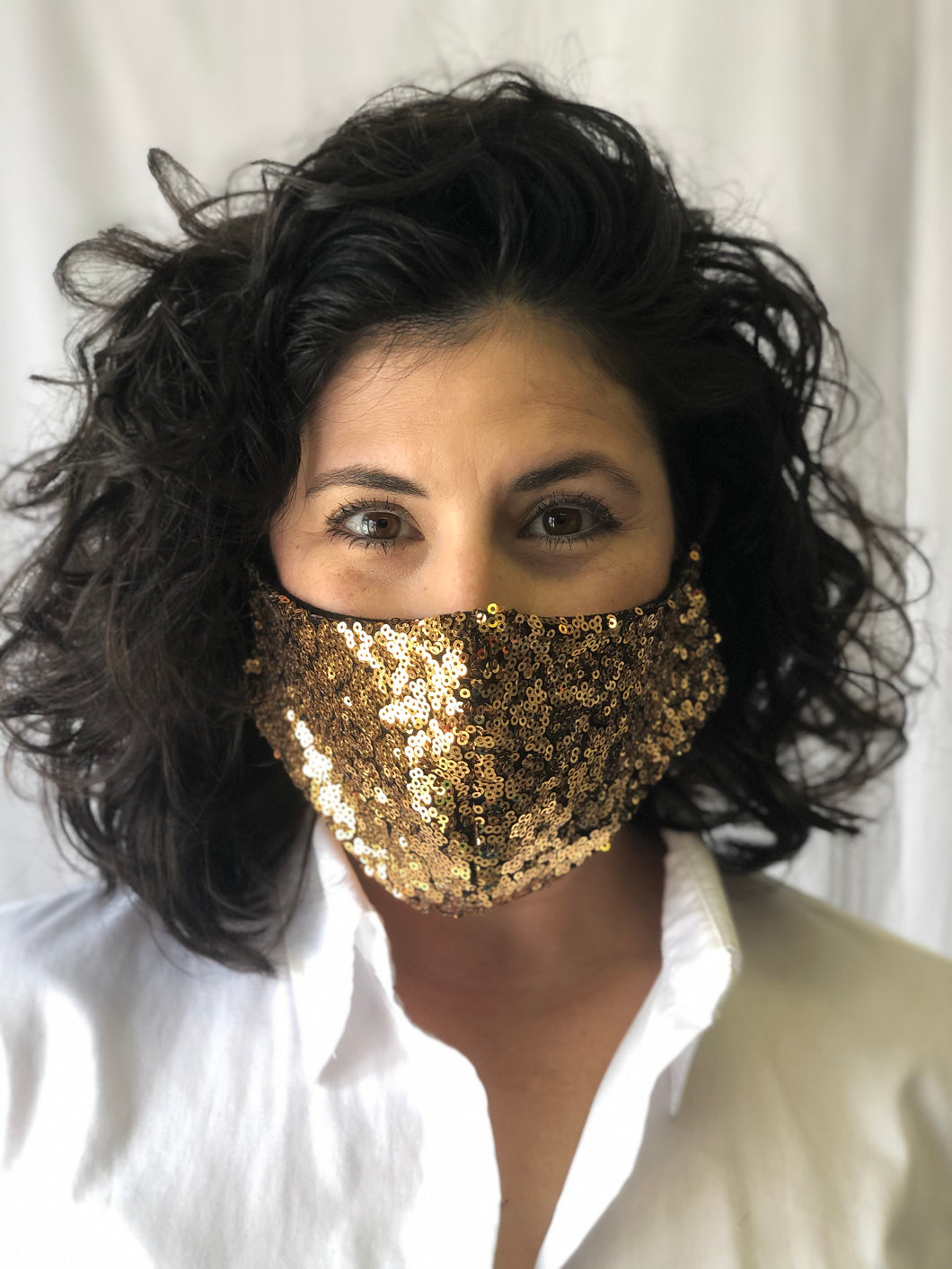 Gold Tinsel Face Mask