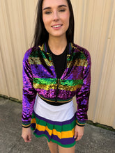 Sequin Jacket Purple, Green, and Gold Cropped Adult Striped